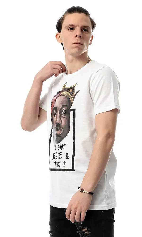 54093 Tupac Printed Inspired White Tee