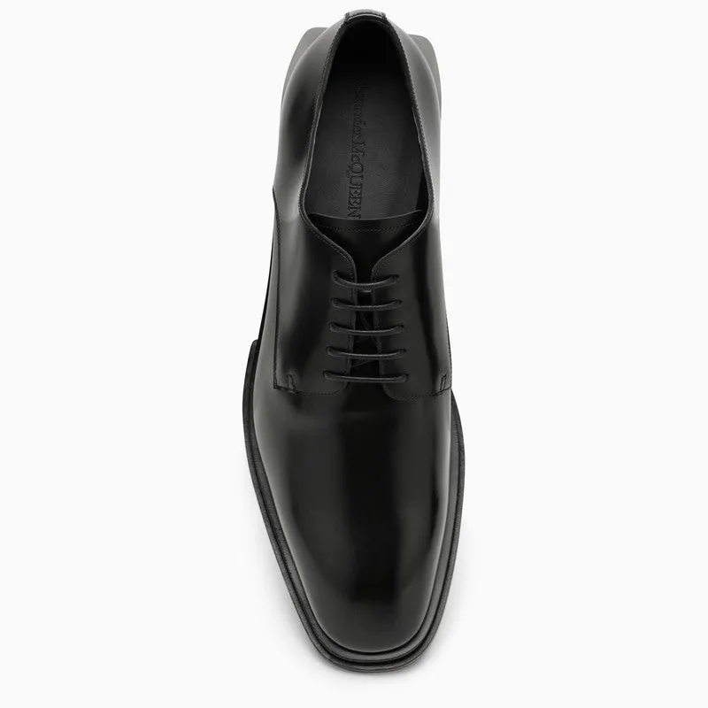 ALEXANDER MCQUEEN Black Leather Lace-Up Moccasins for Men