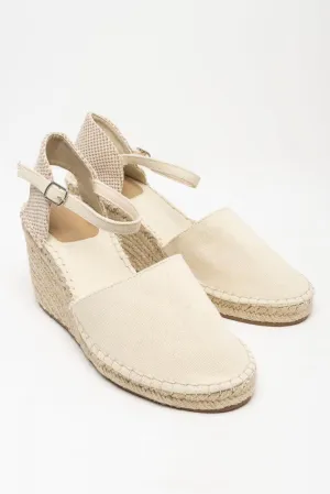 Ankle Strap Espadrille Wedge Cream