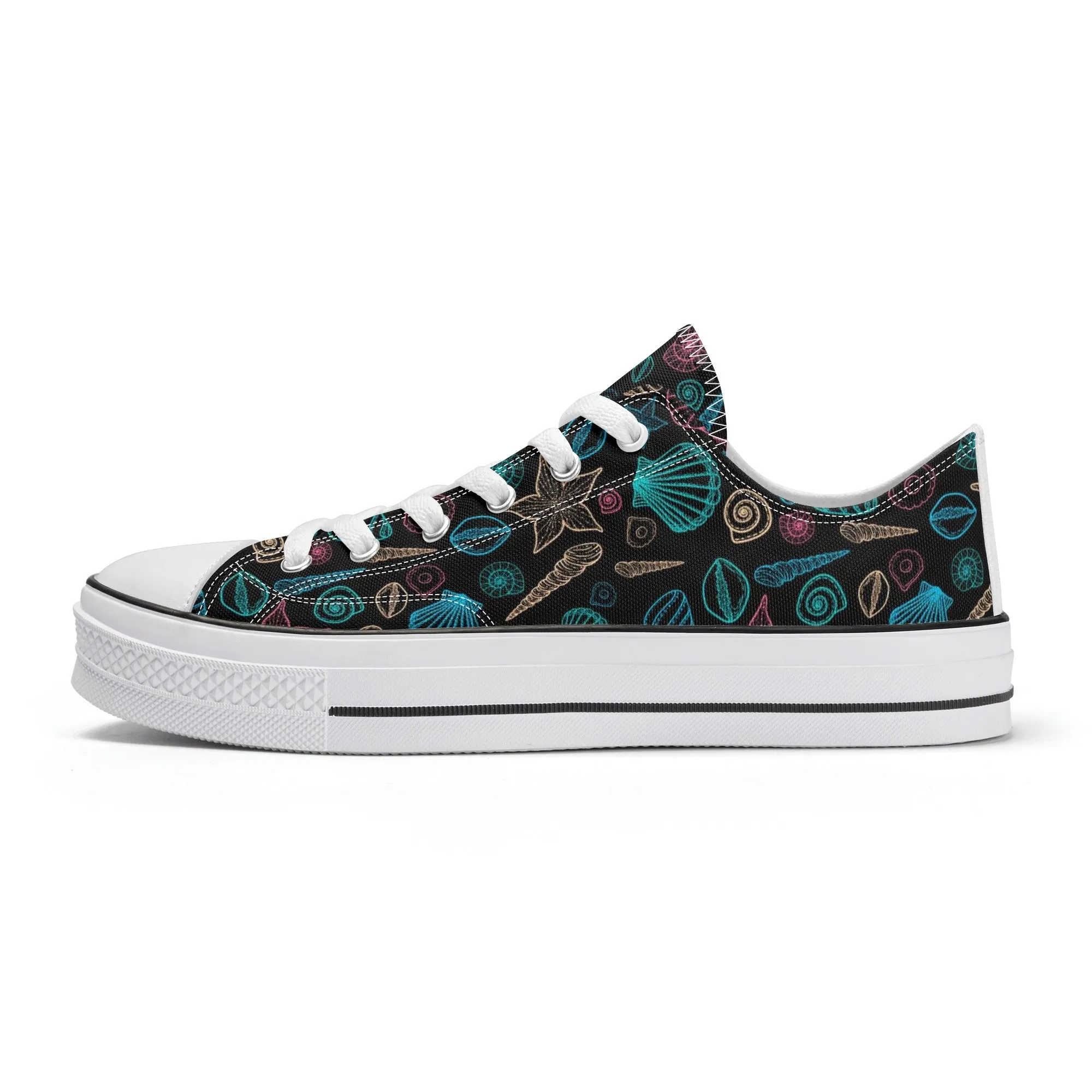 Beach & Seashells Pattern - Mens Classic Low Top Canvas Shoes for Footwear Lovers