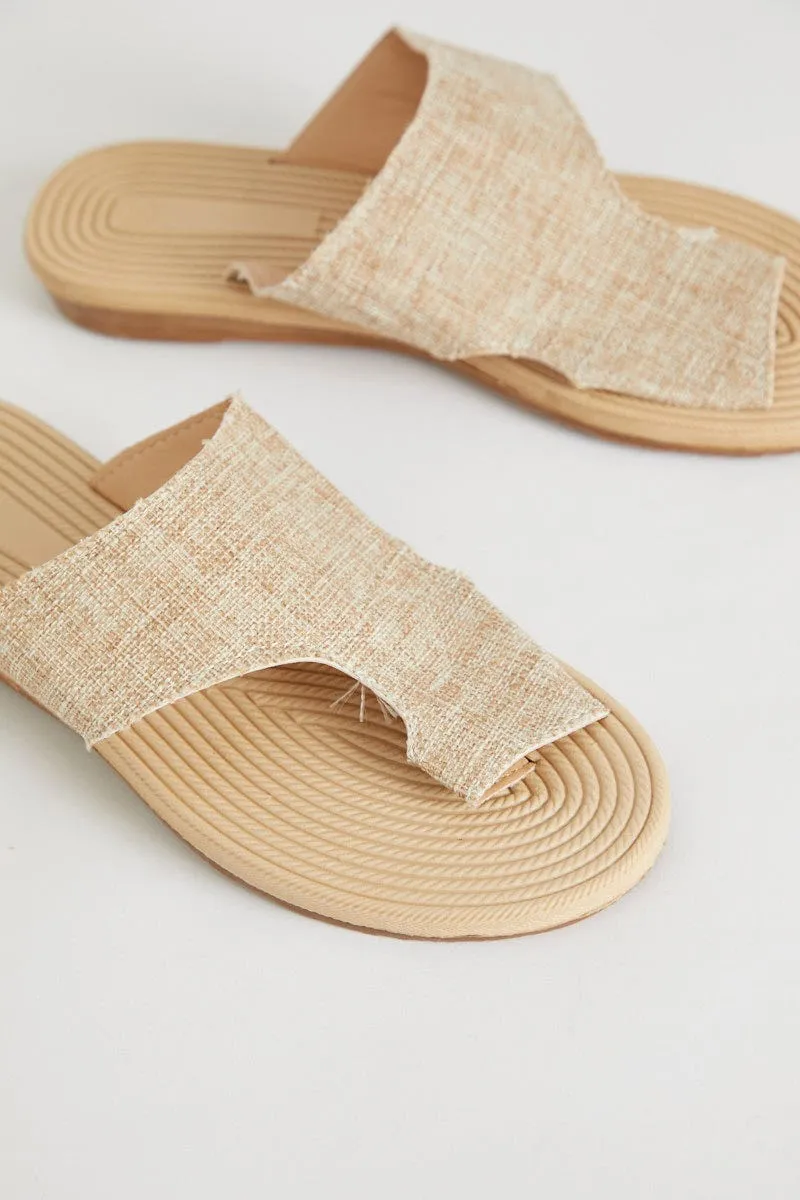 Beige Flat Slides