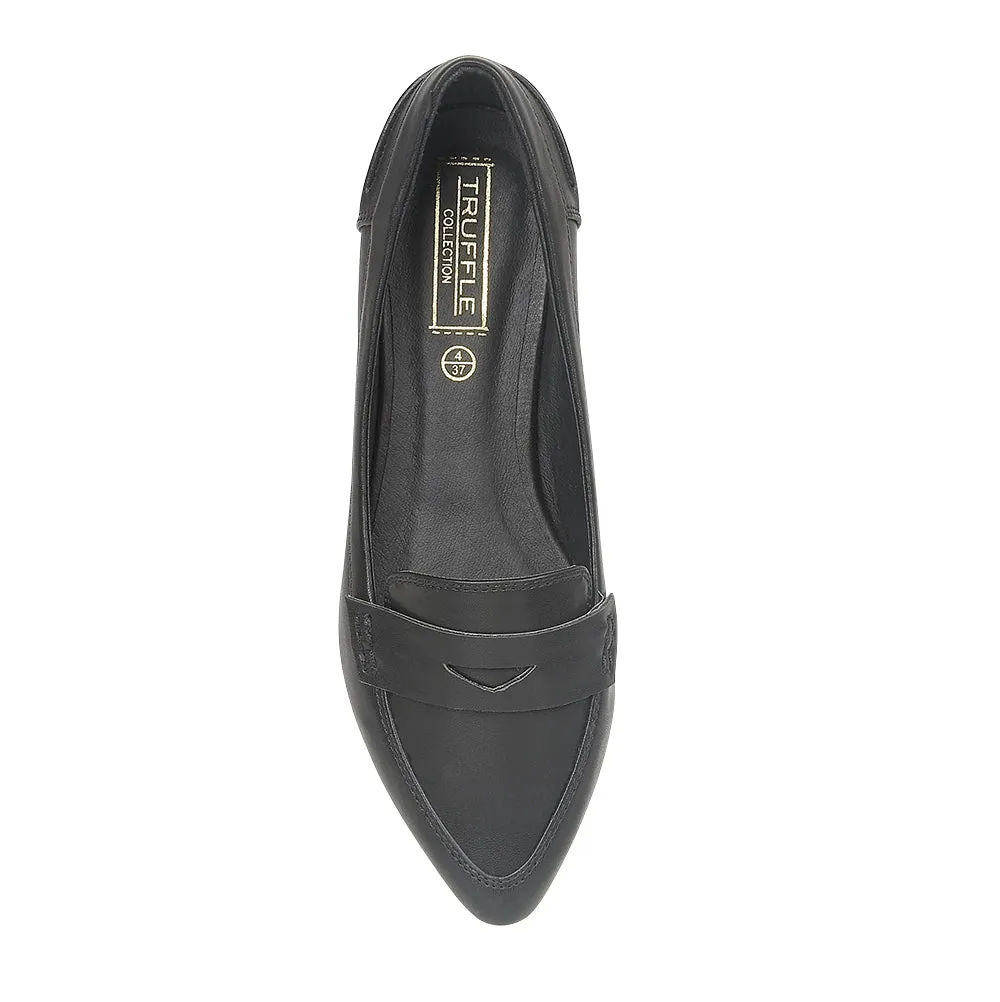 Black Pu  Flat Shoes