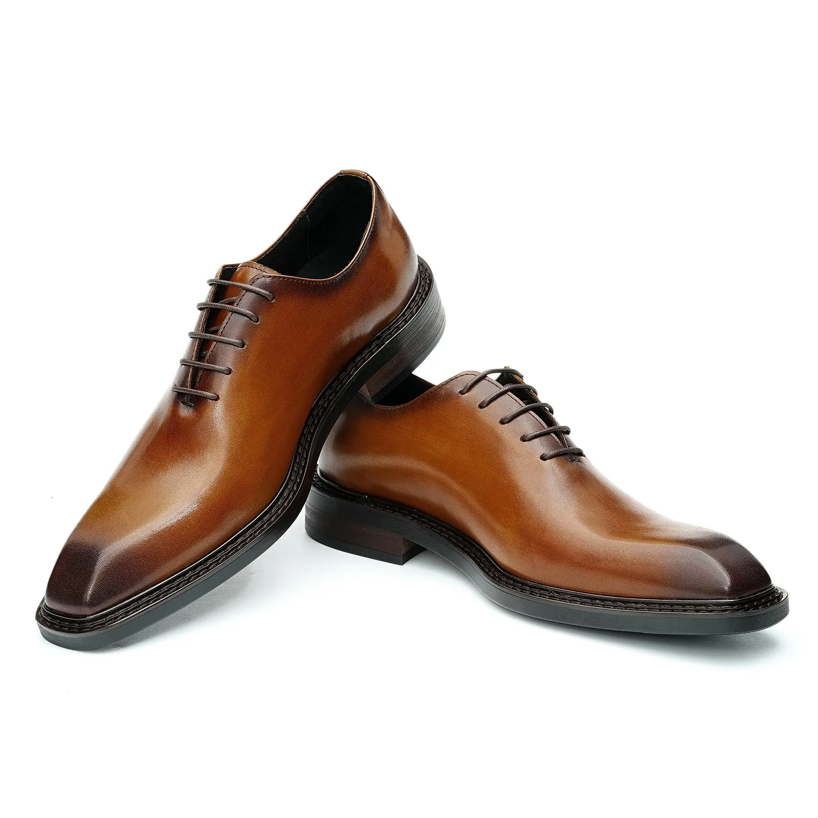 Brown oxford shoes leather sole