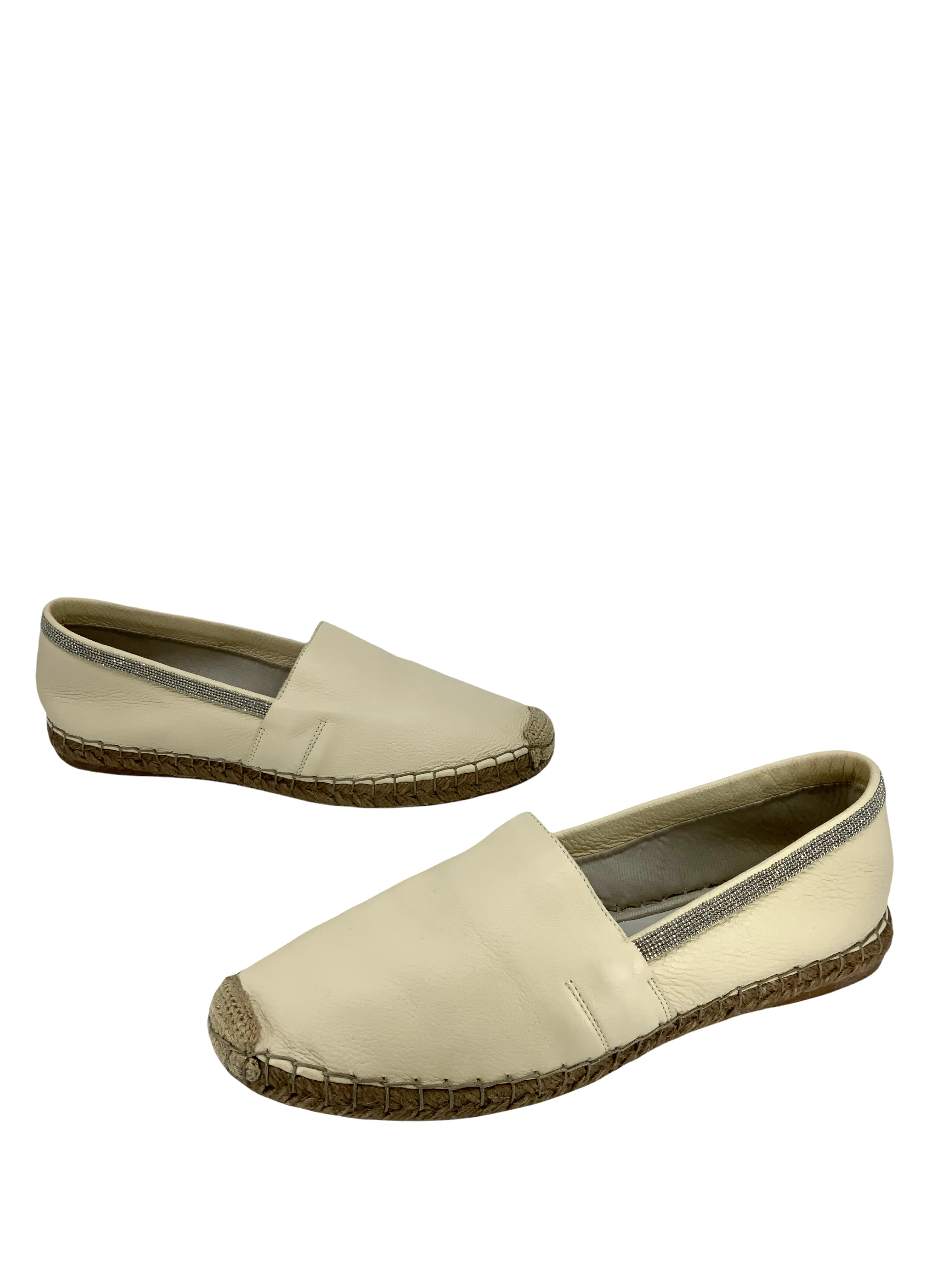 Brunello Cucinelli Leather Monili Trim Espadrille Flats Size 9