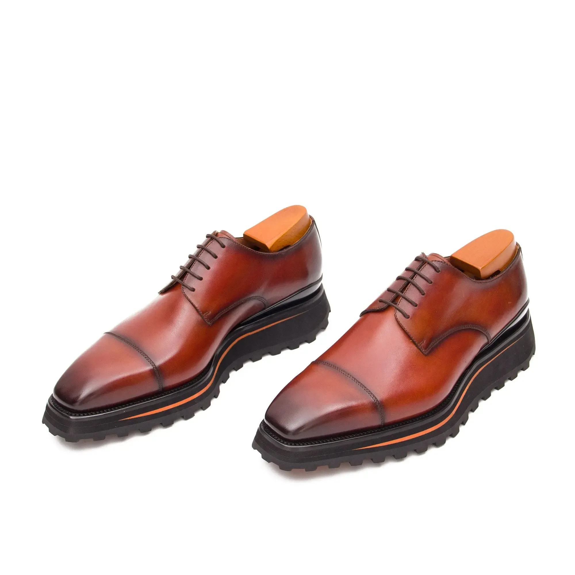 Calf leather dress three quarters derby shoes