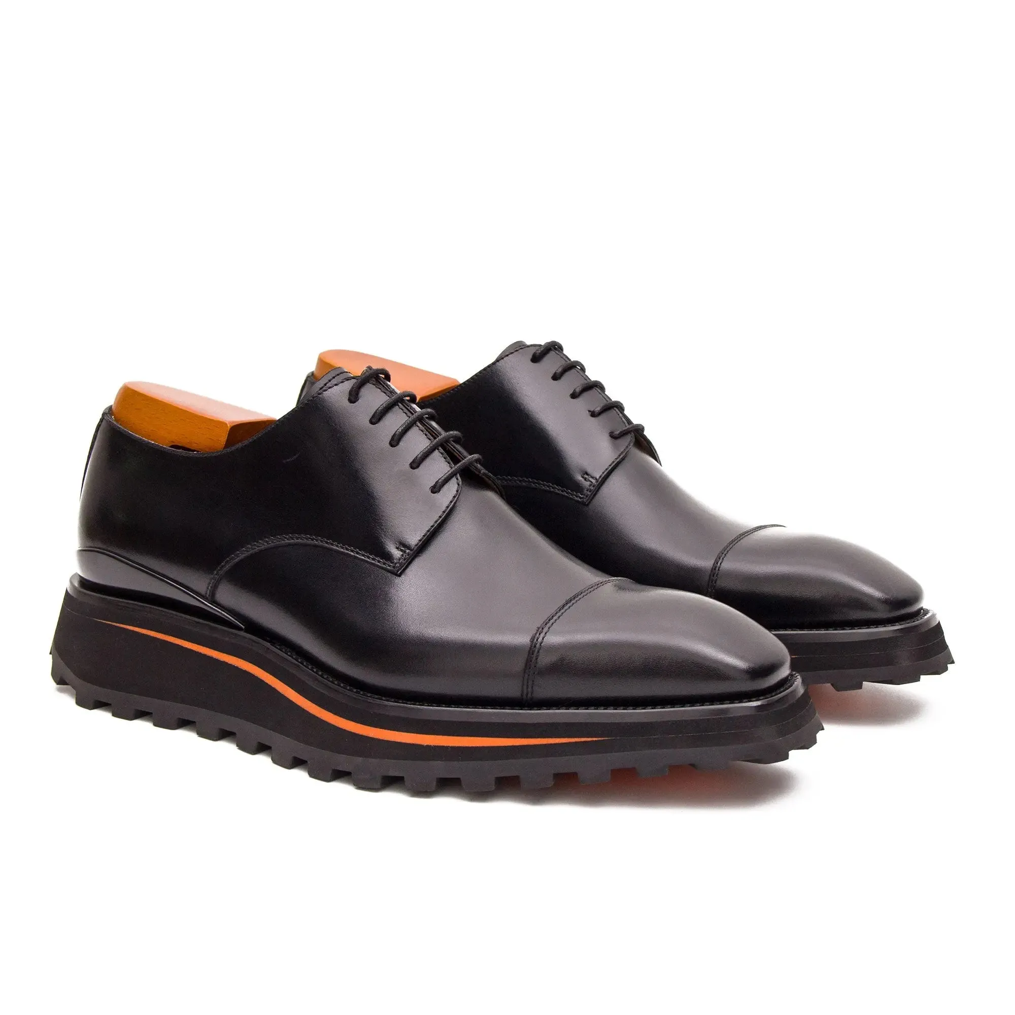 Calf leather dress three quarters derby shoes