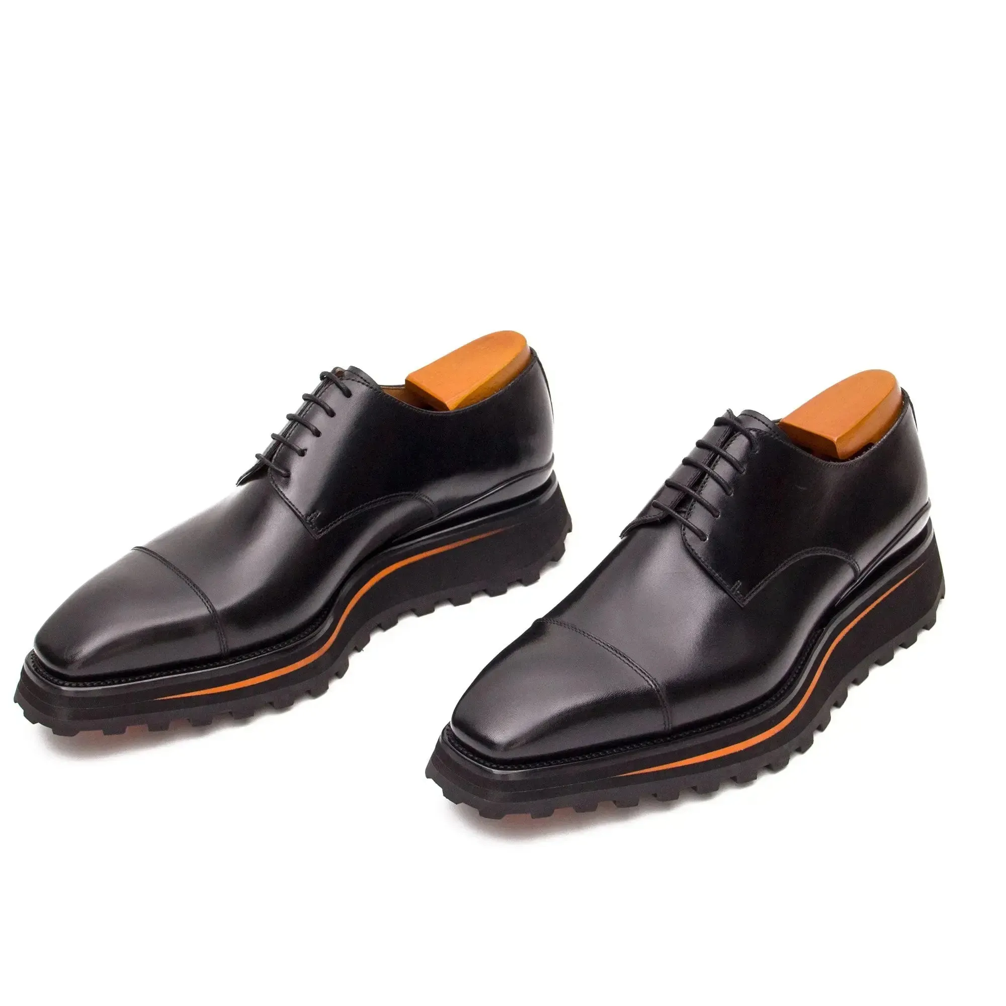 Calf leather dress three quarters derby shoes