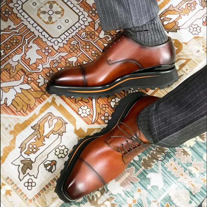 Calf leather dress three quarters derby shoes