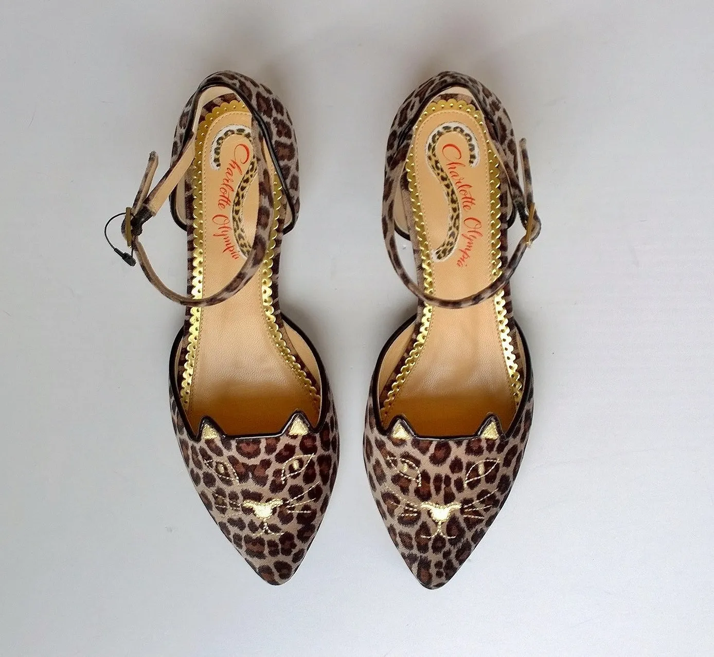 Charlotte Olympia Mid Century Kitty in Leopard D'orsay Flats New