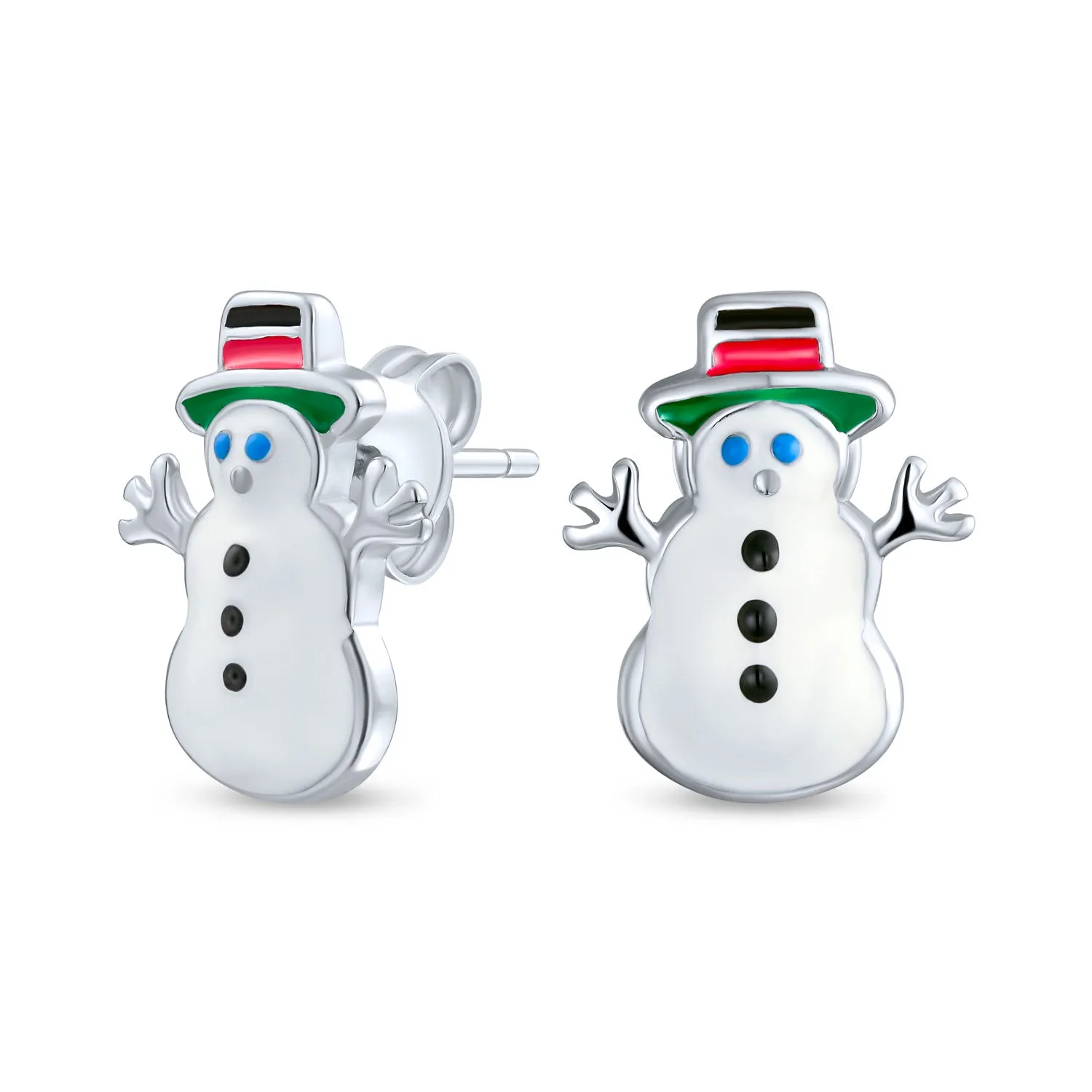 Christmas Colorful Enamel Snowman Christmas Tree Gingerbread Man Stud Earrings