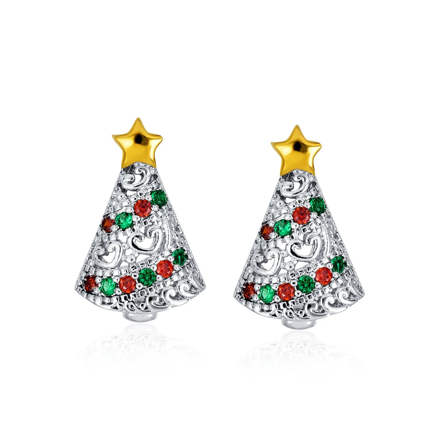 Christmas Colorful Enamel Snowman Christmas Tree Gingerbread Man Stud Earrings