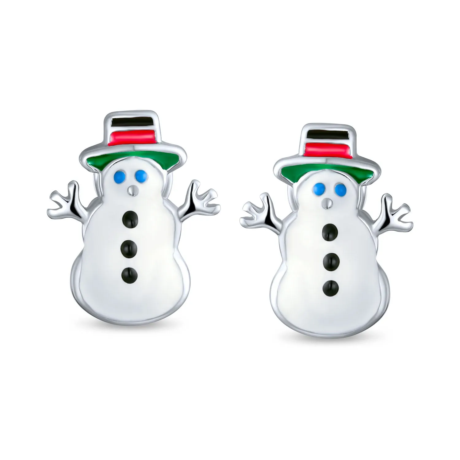 Christmas Colorful Enamel Snowman Christmas Tree Gingerbread Man Stud Earrings