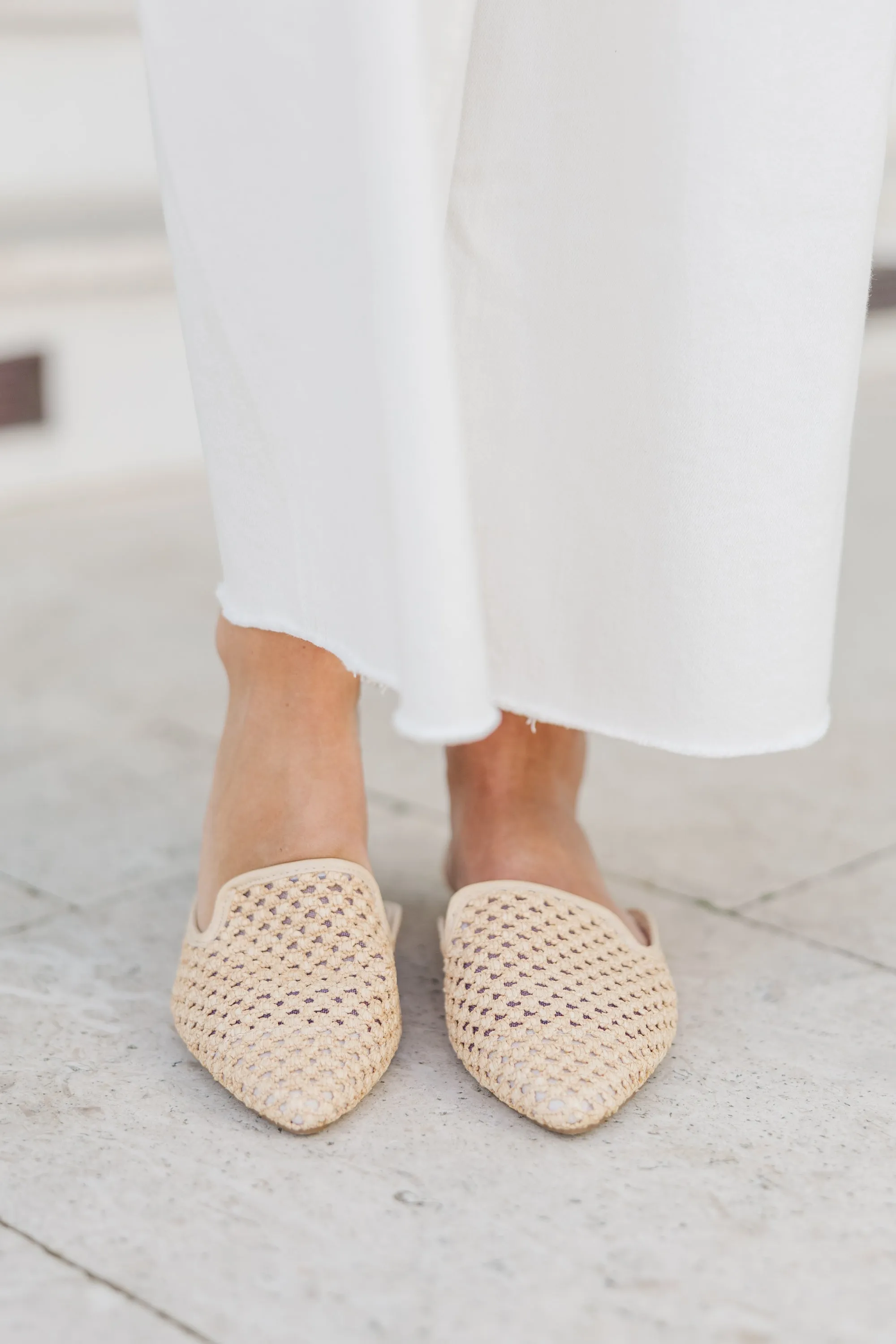 Feel The Love Natural Raffia Flat Mules