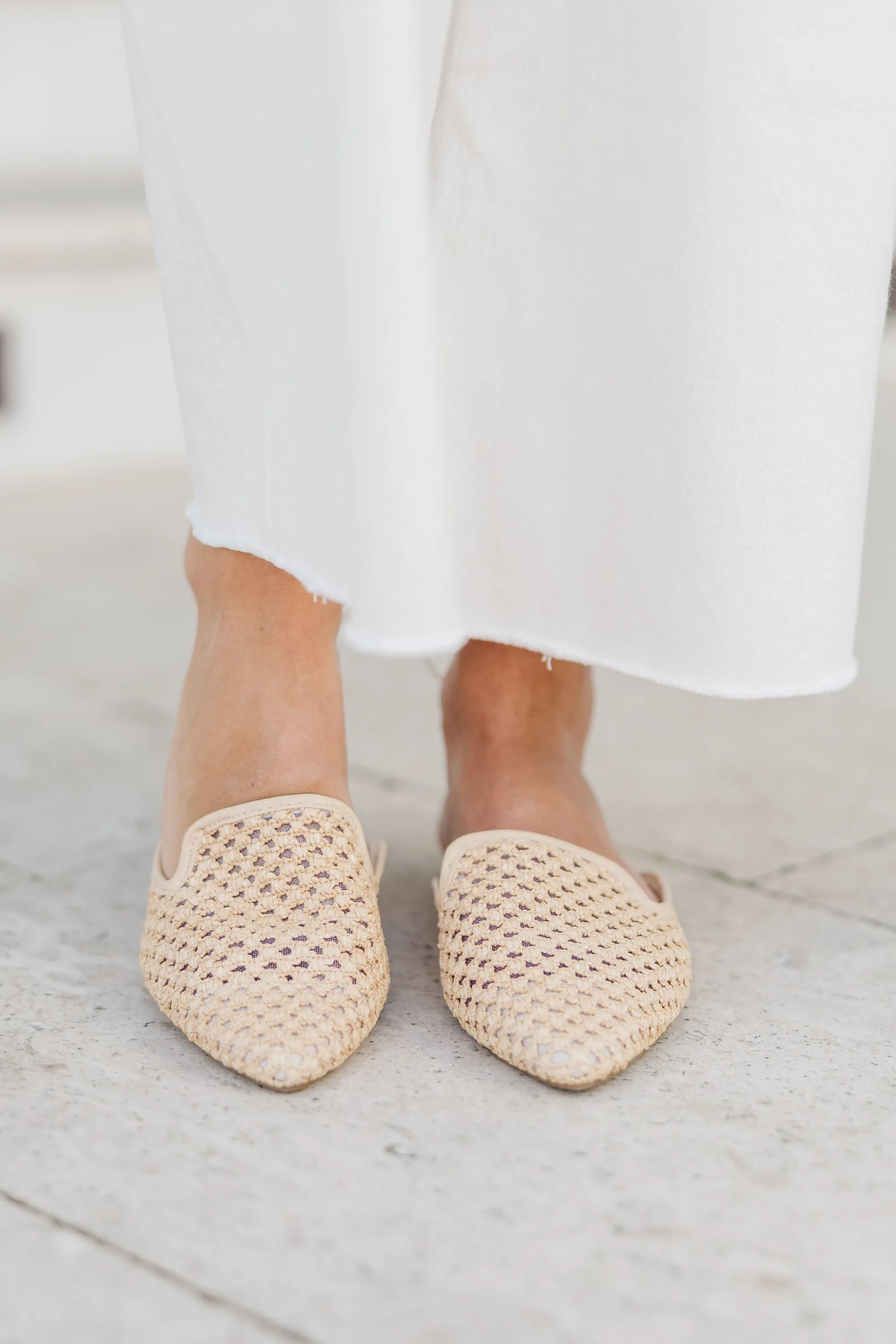 Feel The Love Natural Raffia Flat Mules