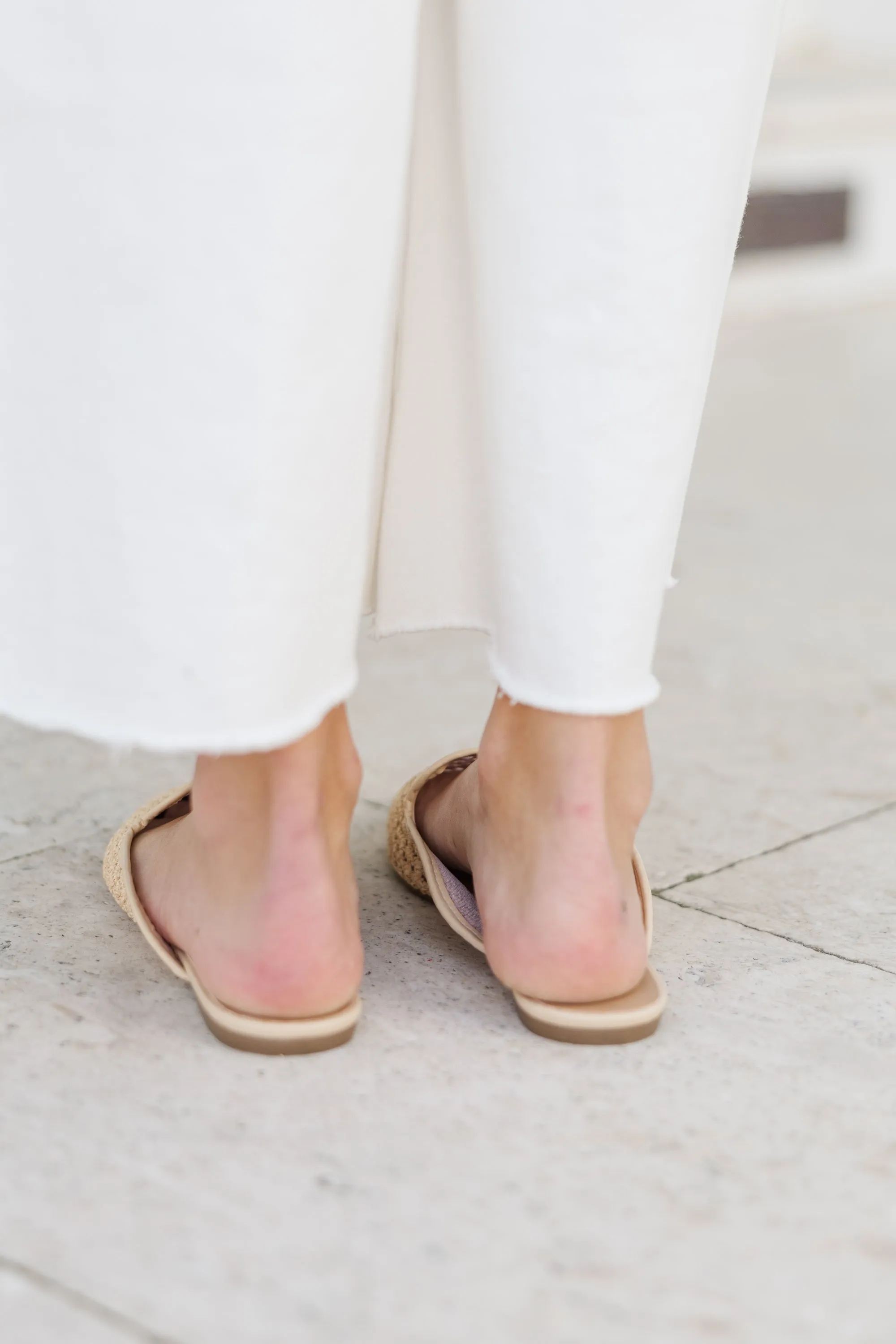 Feel The Love Natural Raffia Flat Mules