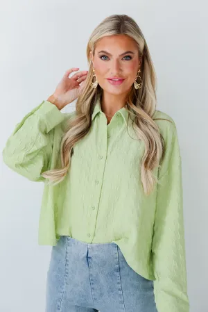 FINAL SALE - Budding Charm Lime Textured Blouse