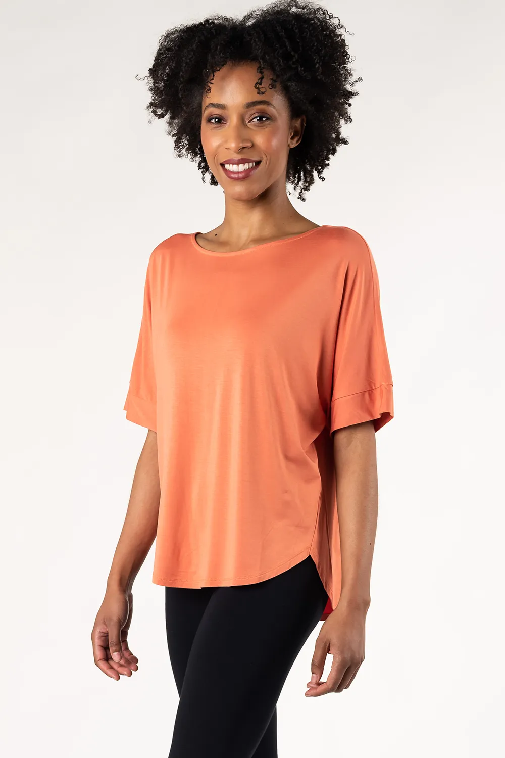 Laura Relaxed-Fit Bamboo Blouse - Apricot