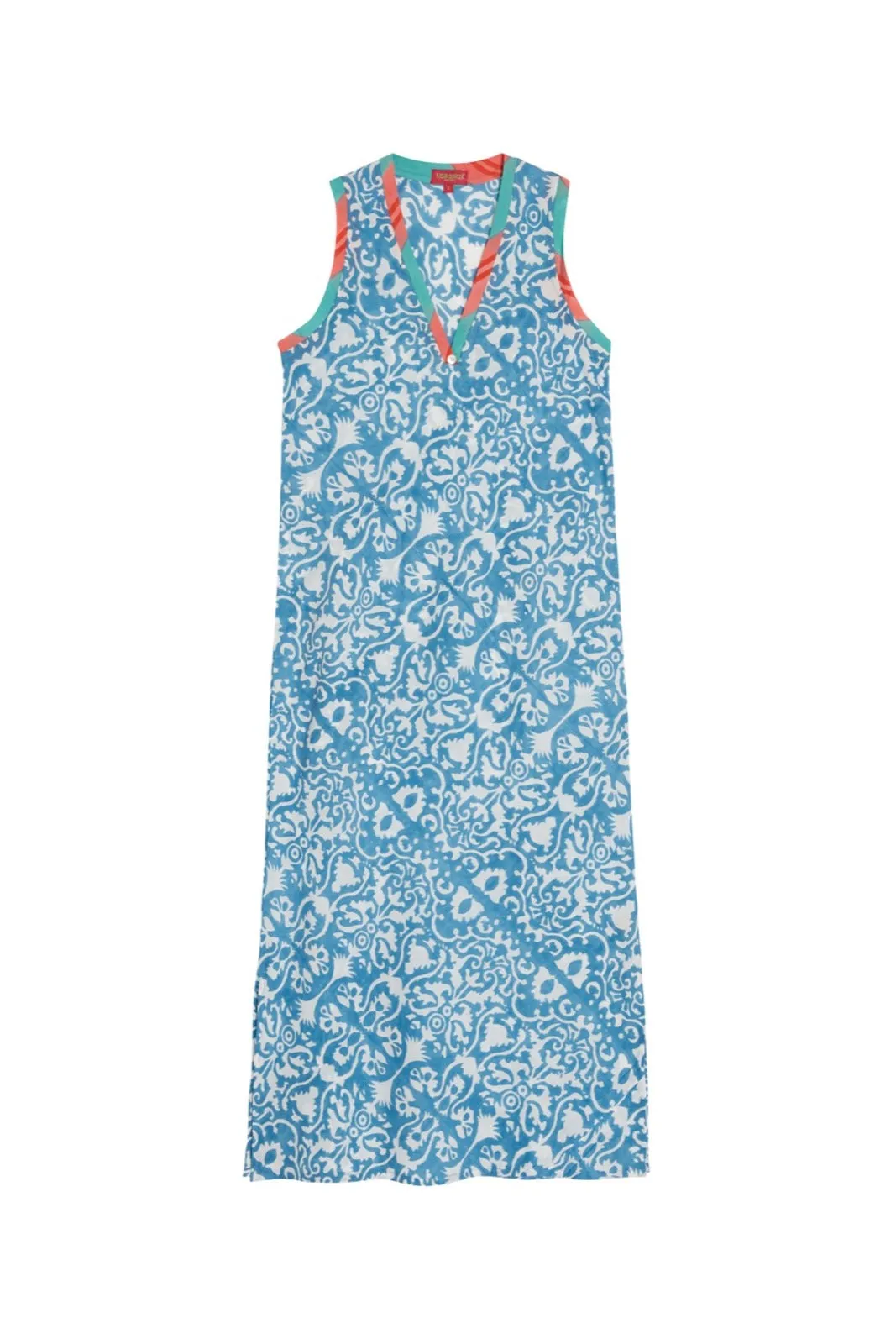 LISA CORTI~Cheack dress with blue damask print