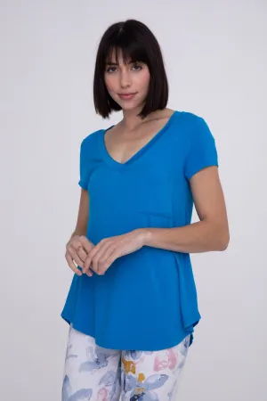 Longline Deep V-Neck Pocket Shirt