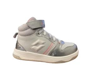 Lotto girls' high sneakers with zip and elastic lace Roket AMF III Mid Metal 218172 9F2 mushroom grey-white-silver