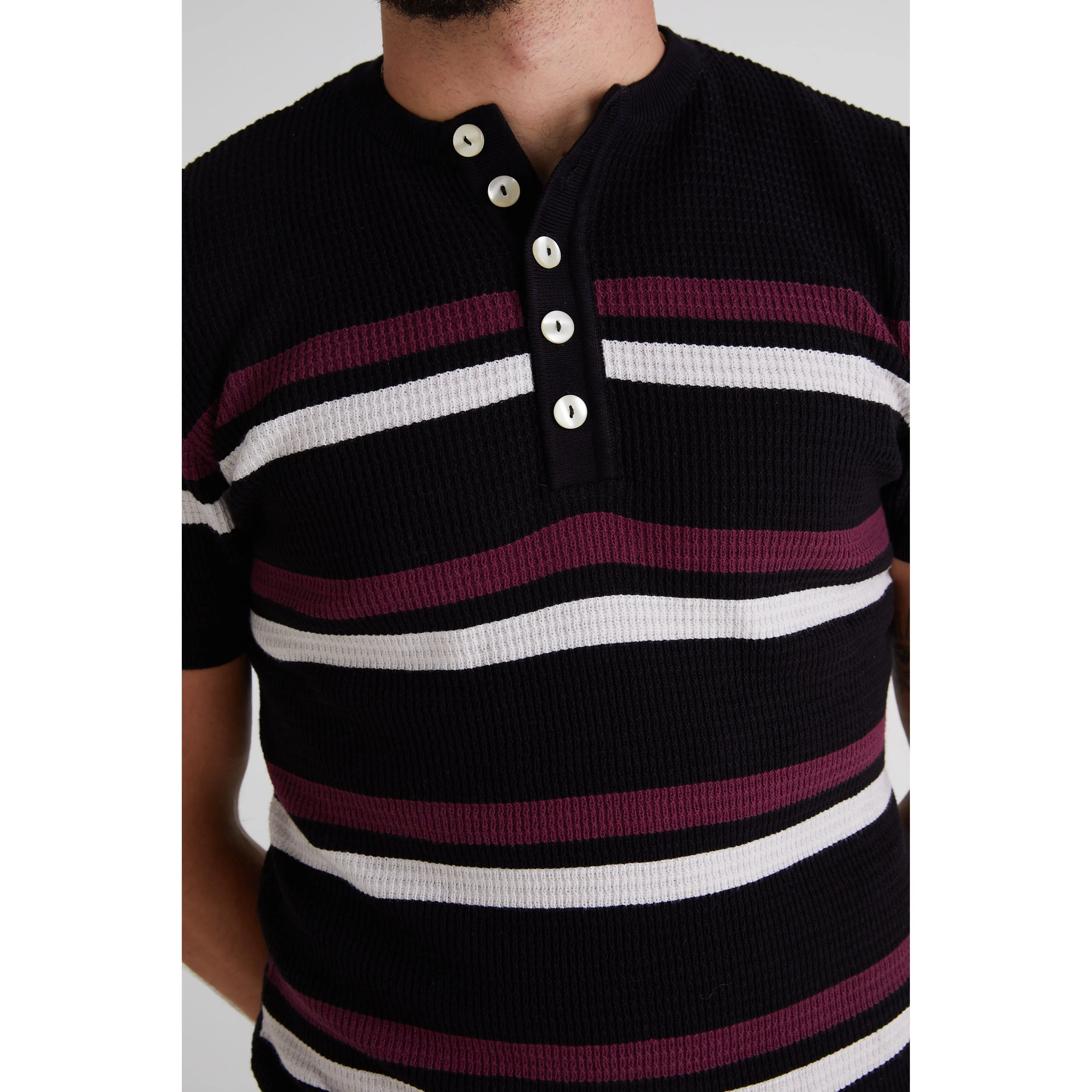 Mr Bridger - Thames Archive Black / Merlot / White Stripe  - Henley