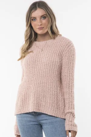 Nude Flutter Rib Knit Crew Jumper