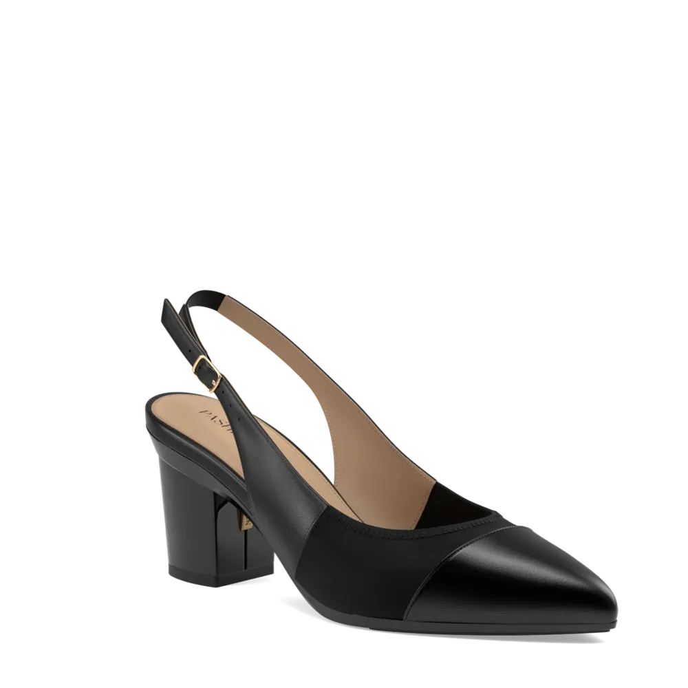 The Panel Slingback - Coal   Block Heel Kit 3 Coal - FINAL SALE