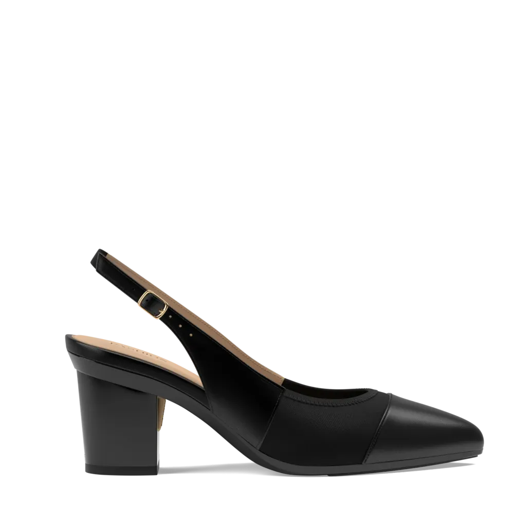 The Panel Slingback - Coal   Block Heel Kit 3 Coal - FINAL SALE