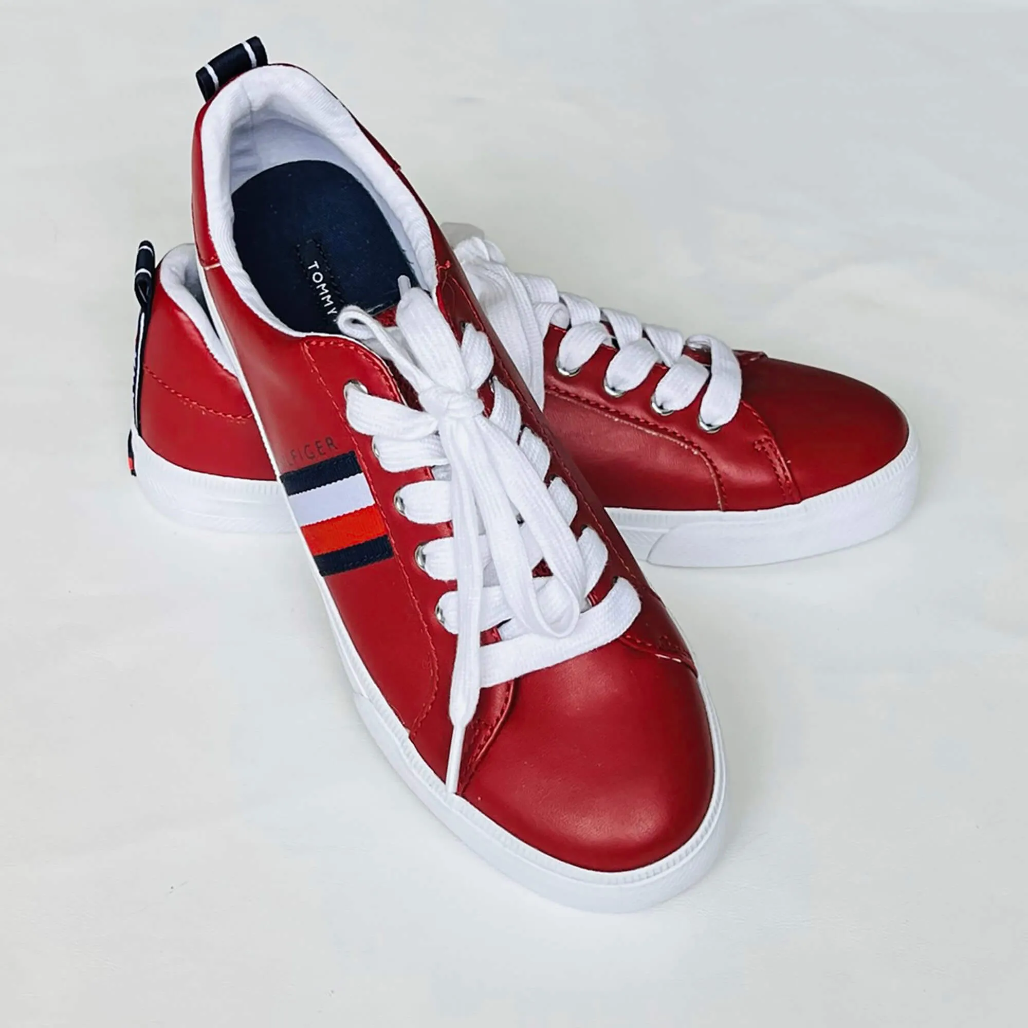 Tommy Hilfiger Red Faux Leather Landon Fashion Sneakers 7.5M