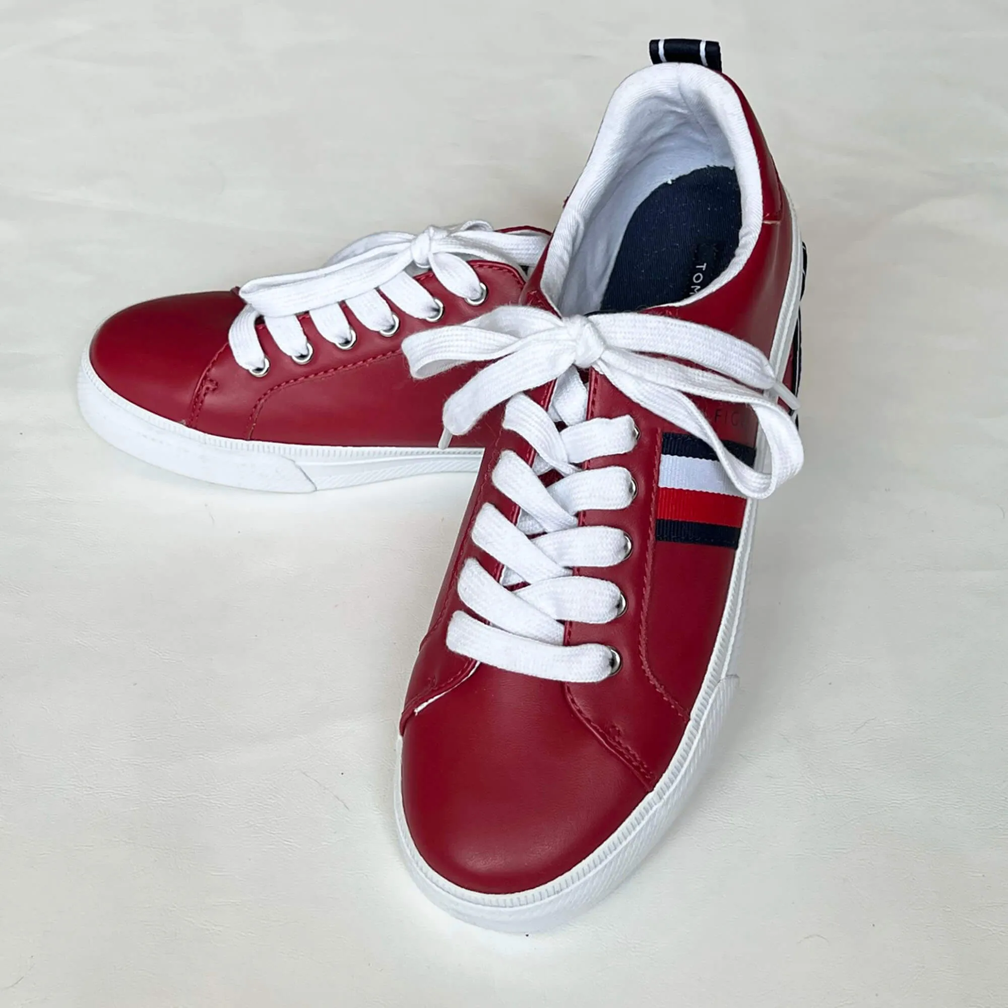 Tommy Hilfiger Red Faux Leather Landon Fashion Sneakers 7.5M