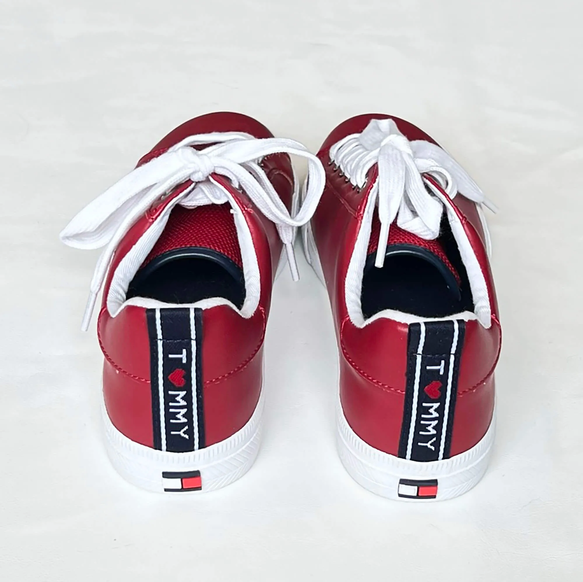 Tommy Hilfiger Red Faux Leather Landon Fashion Sneakers 7.5M