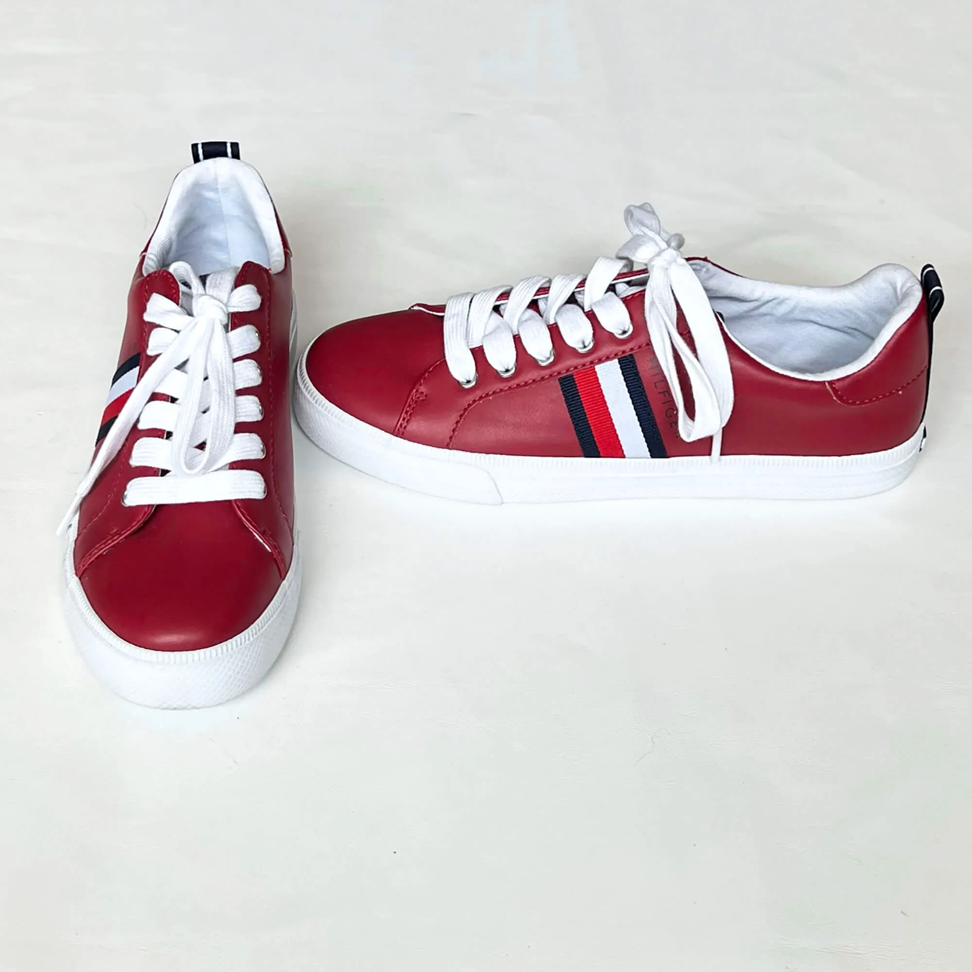 Tommy Hilfiger Red Faux Leather Landon Fashion Sneakers 7.5M