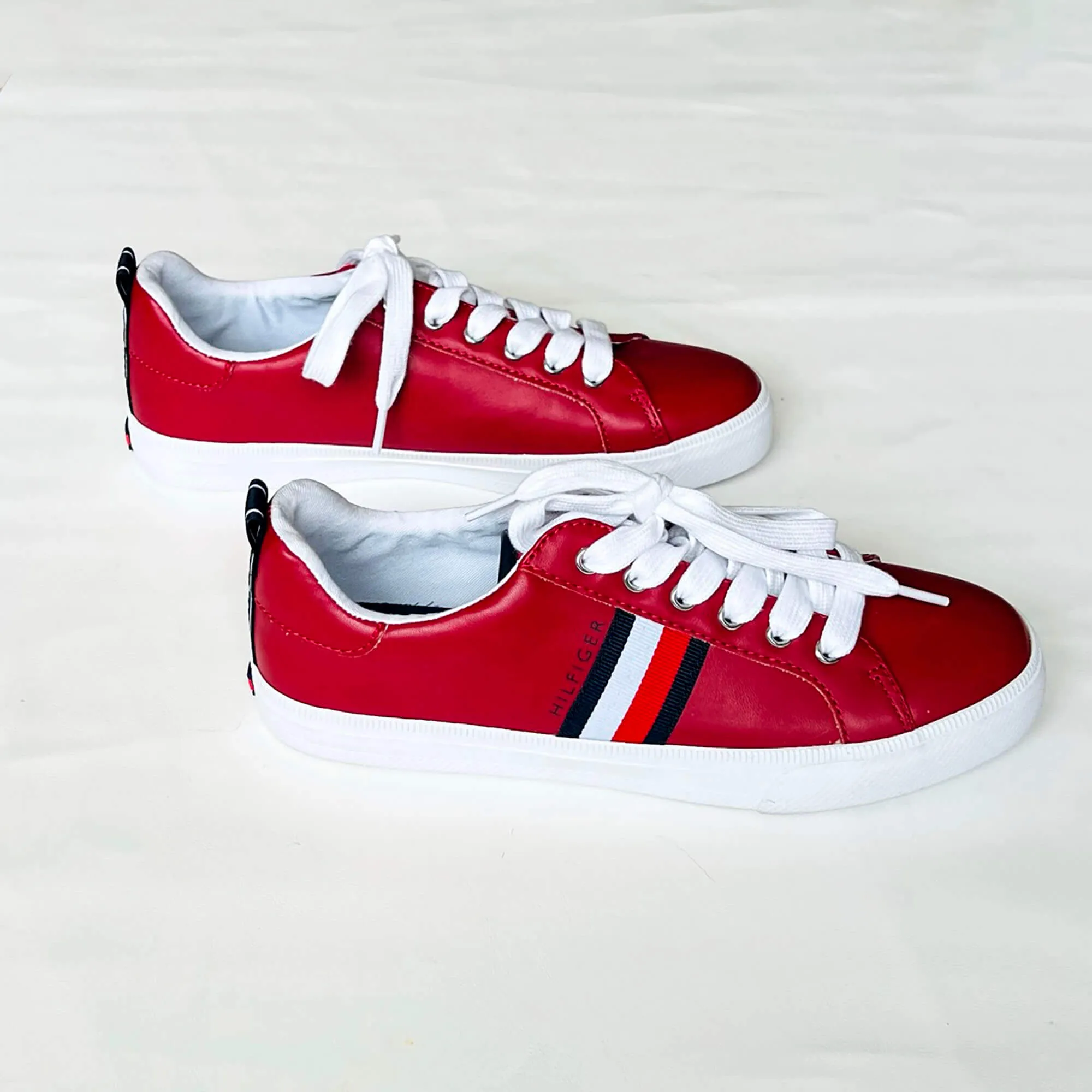 Tommy Hilfiger Red Faux Leather Landon Fashion Sneakers 7.5M